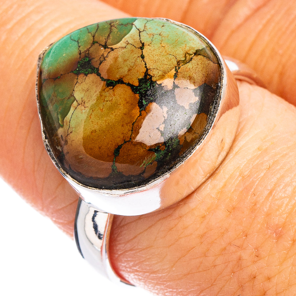 Hebei Spiderweb Turquoise Ring Size 9.25 (.925 Sterling Silver)