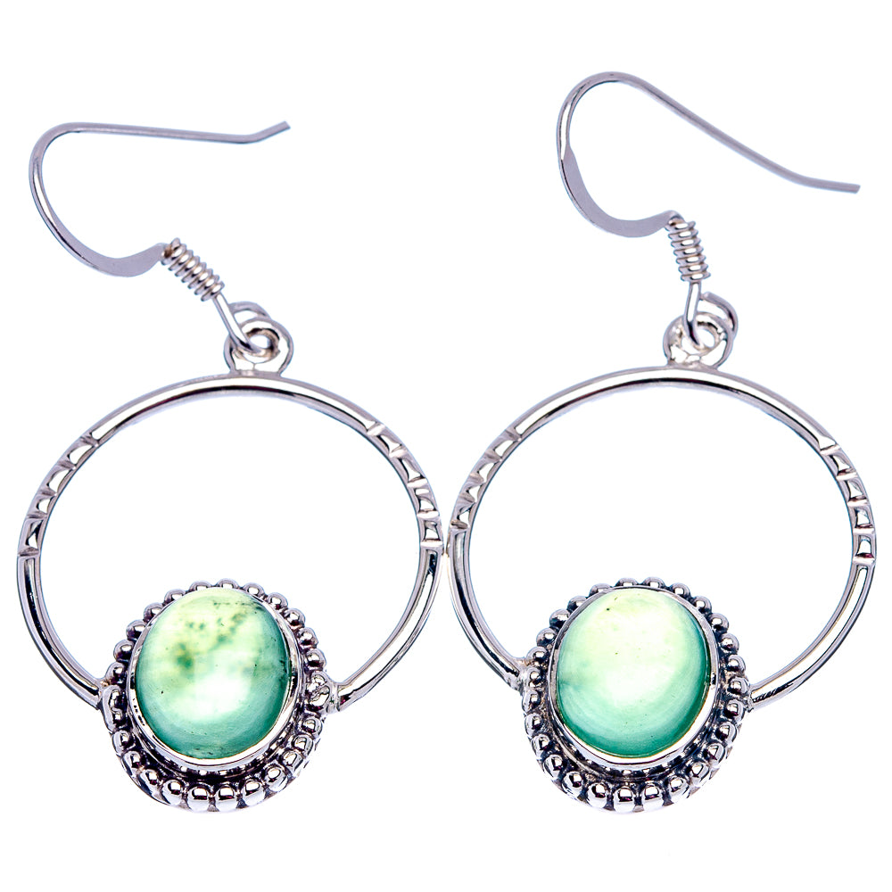 Premium Nephrite Jade Earrings 1 5/8" (.925 Sterling Silver)