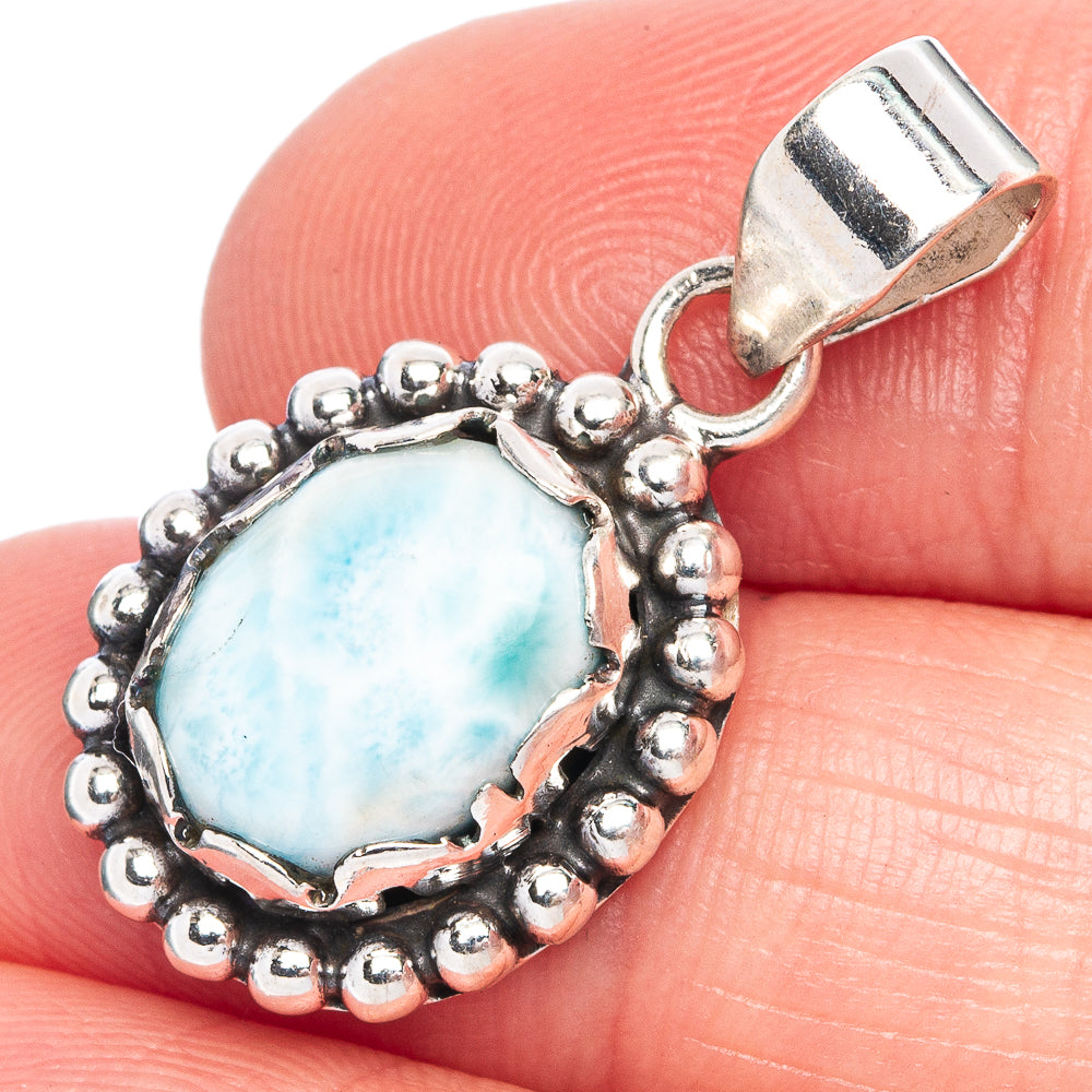 Larimar Pendant 1 1/8" (925 Sterling Silver) P40253