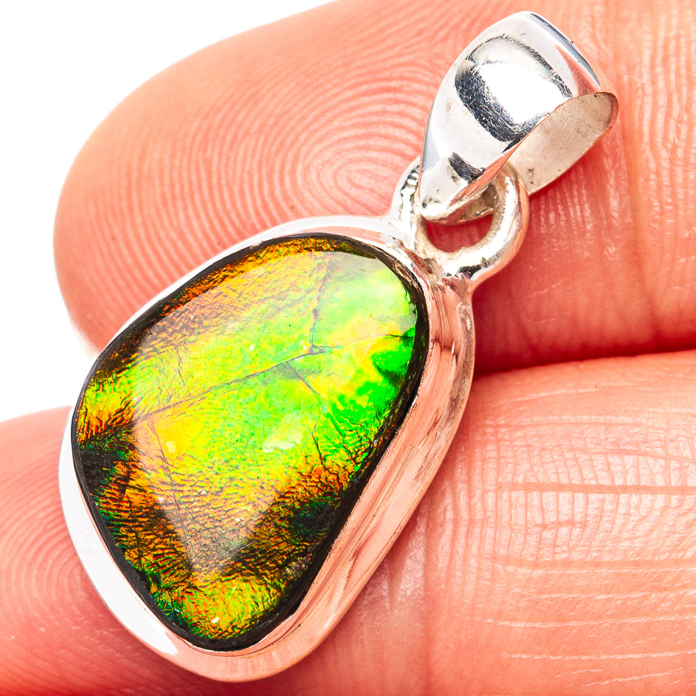 Premium Canadian Ammolite Pendant 1 1/8" (.925 Sterling Silver)