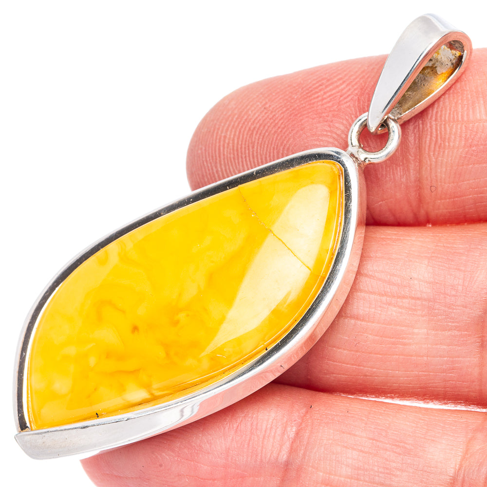 Baltic Amber Pendant 2 1/4" (925 Sterling Silver) P40096