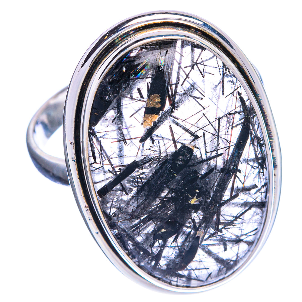 Large Tourmalinated Quartz Ring Size 12 (925 Sterling Silver) R144325