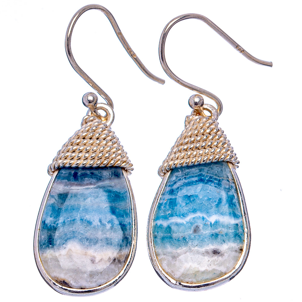 Blue Scheelite Earrings 1 1/2" (.925 Sterling Silver)