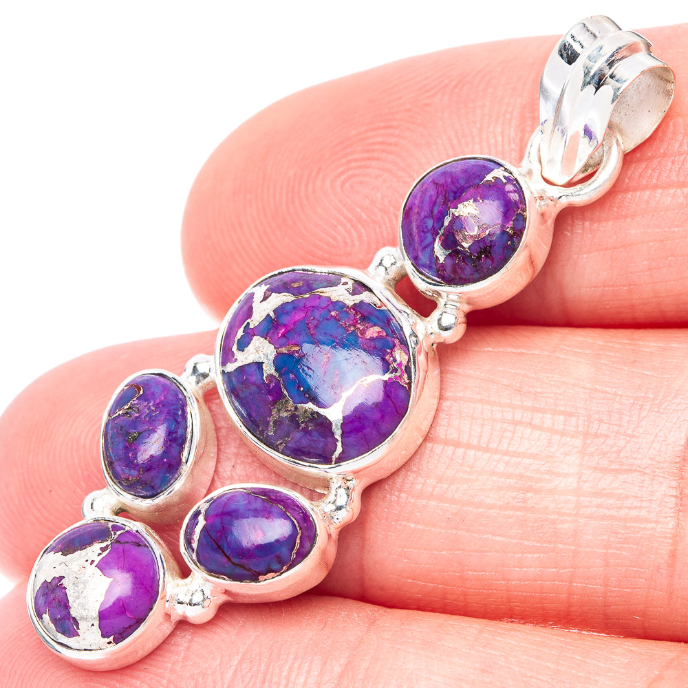 Purple Copper Composite Turquoise Pendant 1 7/8" (925 Sterling Silver) P41090