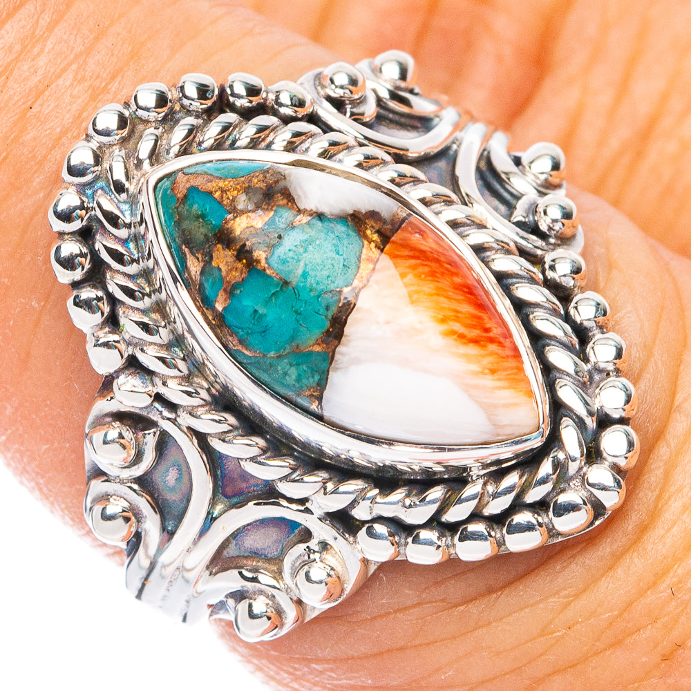 Premium  Spiny Oyster Turquoise Ring Size 6.75 (925 Sterling Silver) RING7682