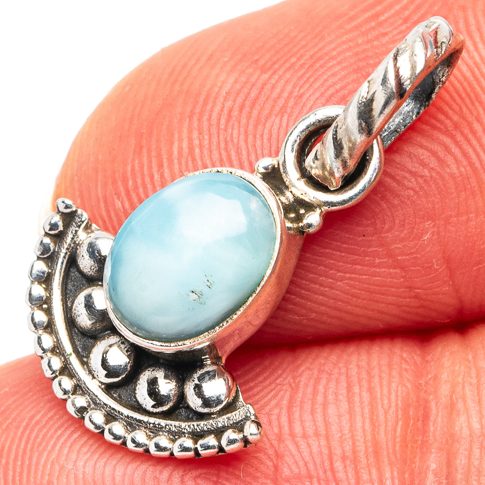 Larimar Dainty Pendant 7/8" (.925 Sterling Silver)