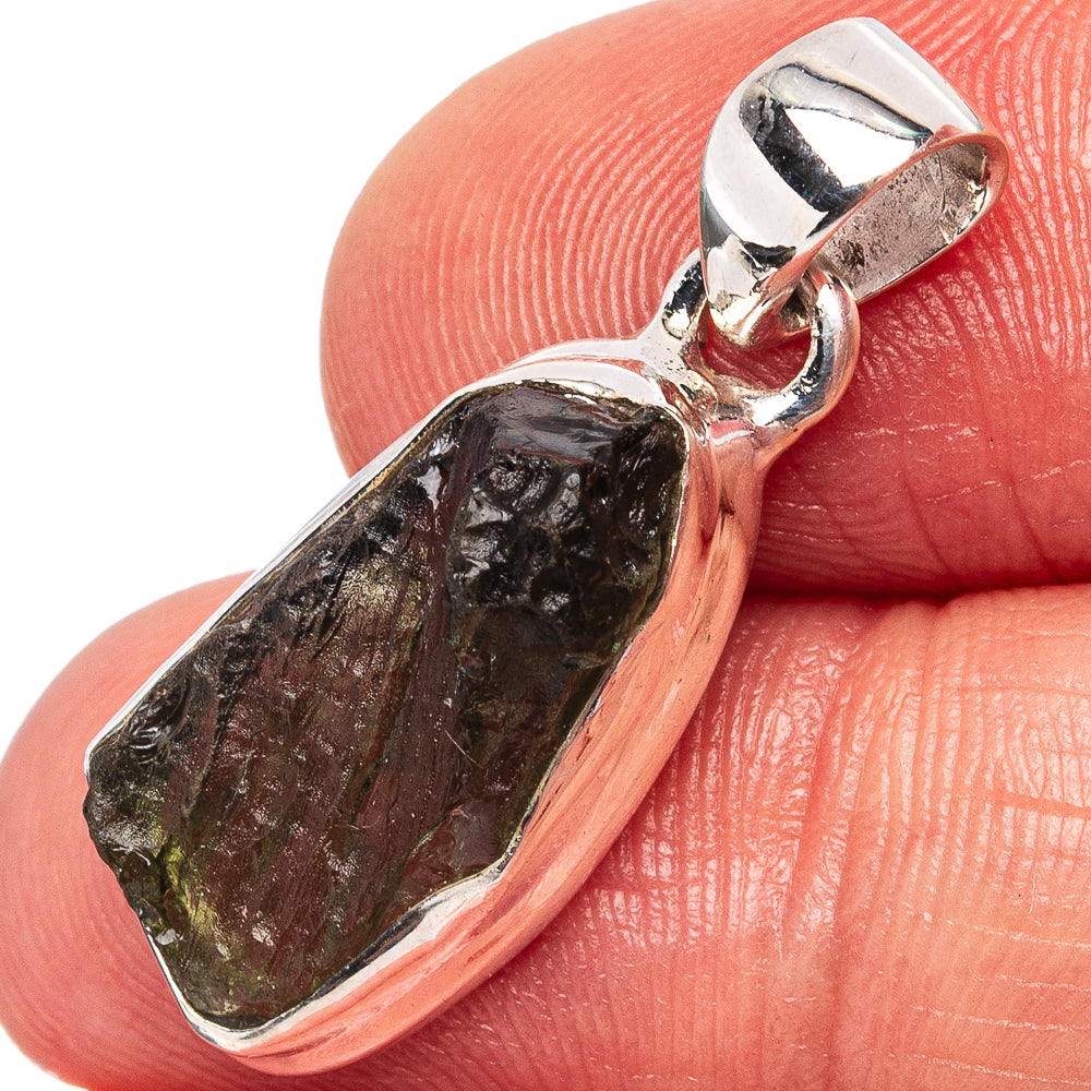 Rare Moldavite Pendant 1 1/8" (.925 Sterling Silver)