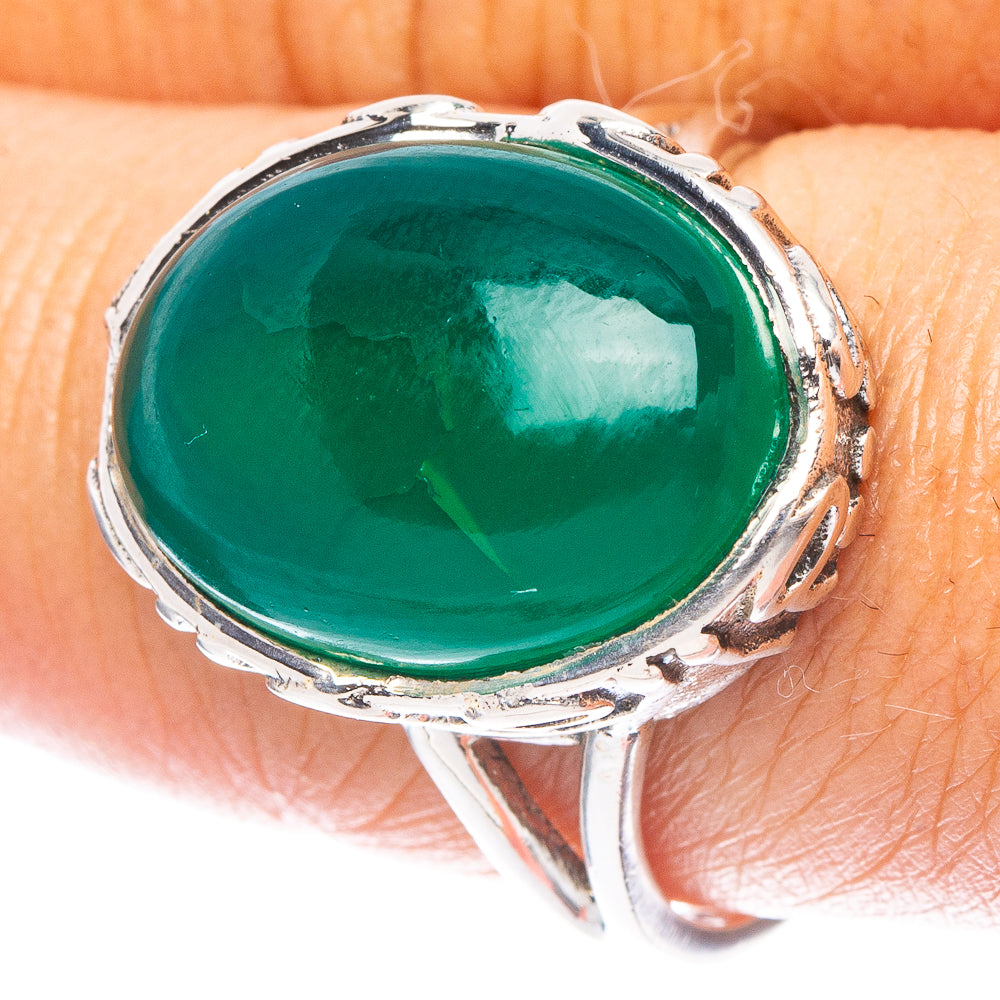 Green Onyx Ring Size 8.75 (925 Sterling Silver) R6969