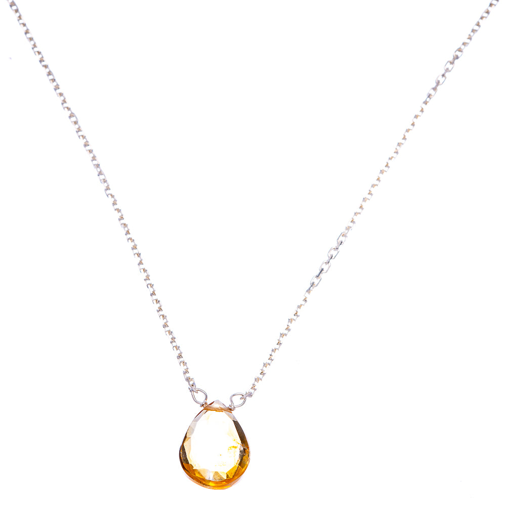 Faceted Citrine Necklace 17 3/4" (925 Sterling Silver) N90037