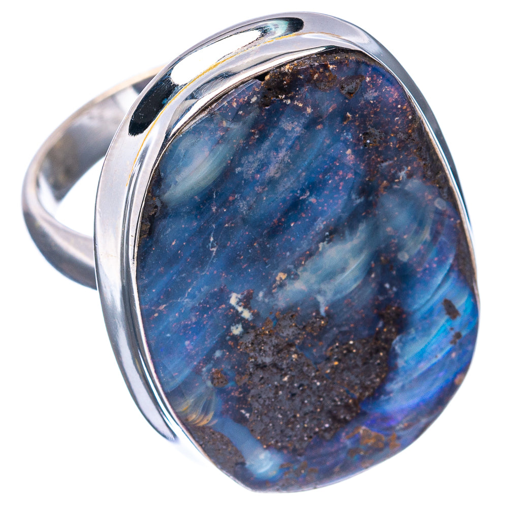 Premium Rare Boulder Opal Ring Size 8 (.925 Sterling Silver)