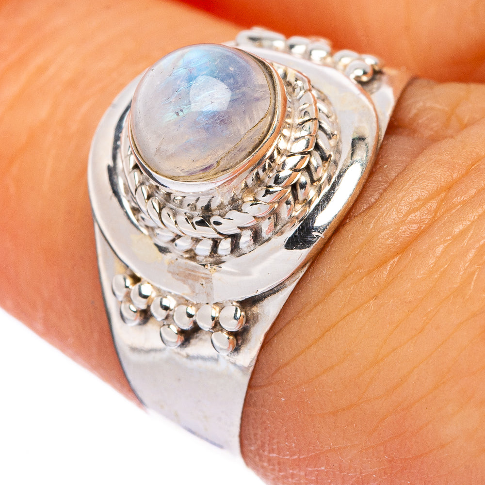 Rainbow Moonstone Ring Size 6.5 (925 Sterling Silver) R146157