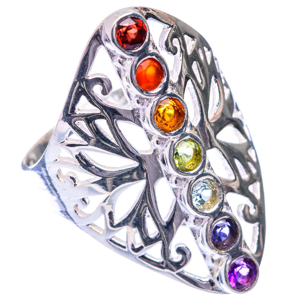 Rainbow Chakra Ring Size 8.5 (925 Sterling Silver) R141536