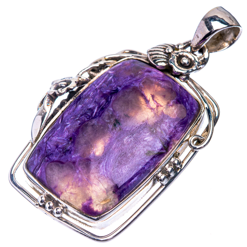 Charoite Pendant 1 5/8" (925 Sterling Silver) P39292