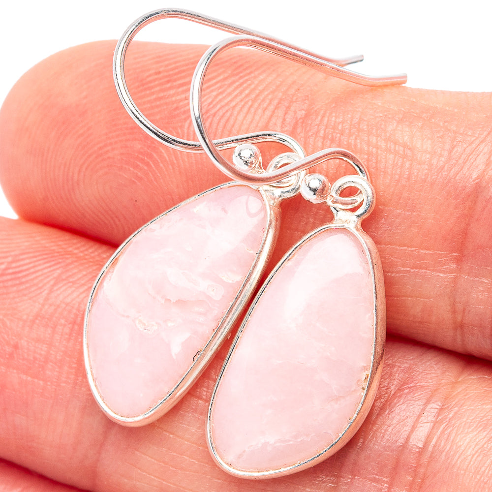 Pink Opal Earrings 1 3/8" (.925 Sterling Silver)
