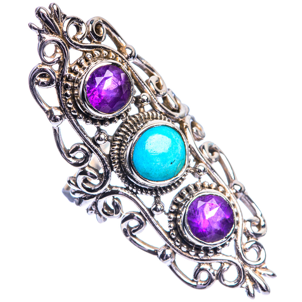 Large Sleeping Beauty Turquoise, Amethyst Ring Size 6 (925 Sterling Silver) R144186