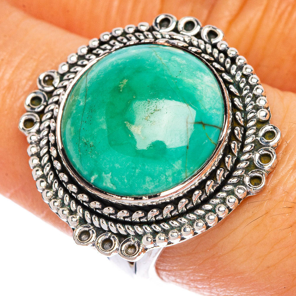 Tibetan Turquoise Ring Size 7.5 (925 Sterling Silver) R1287