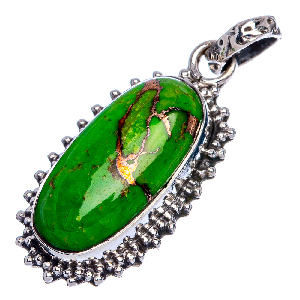 Green Copper Composite Turquoise Pendant 1 3/8" (925 Sterling Silver) P40346