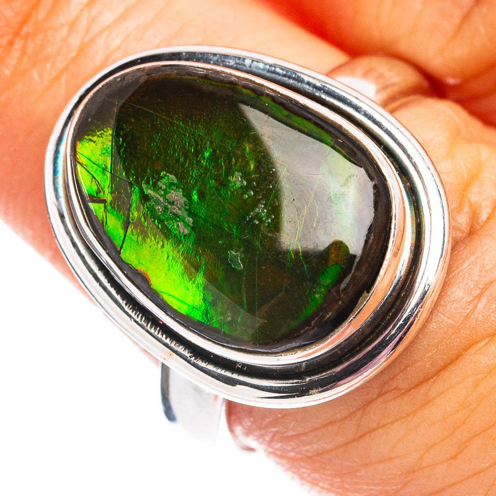 Premium Canadian Ammolite Ring Size 8 (.925 Sterling Silver)