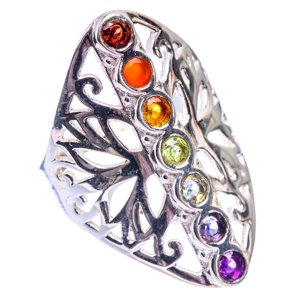 Rainbow Chakra Ring Size 8 (925 Sterling Silver) R140602