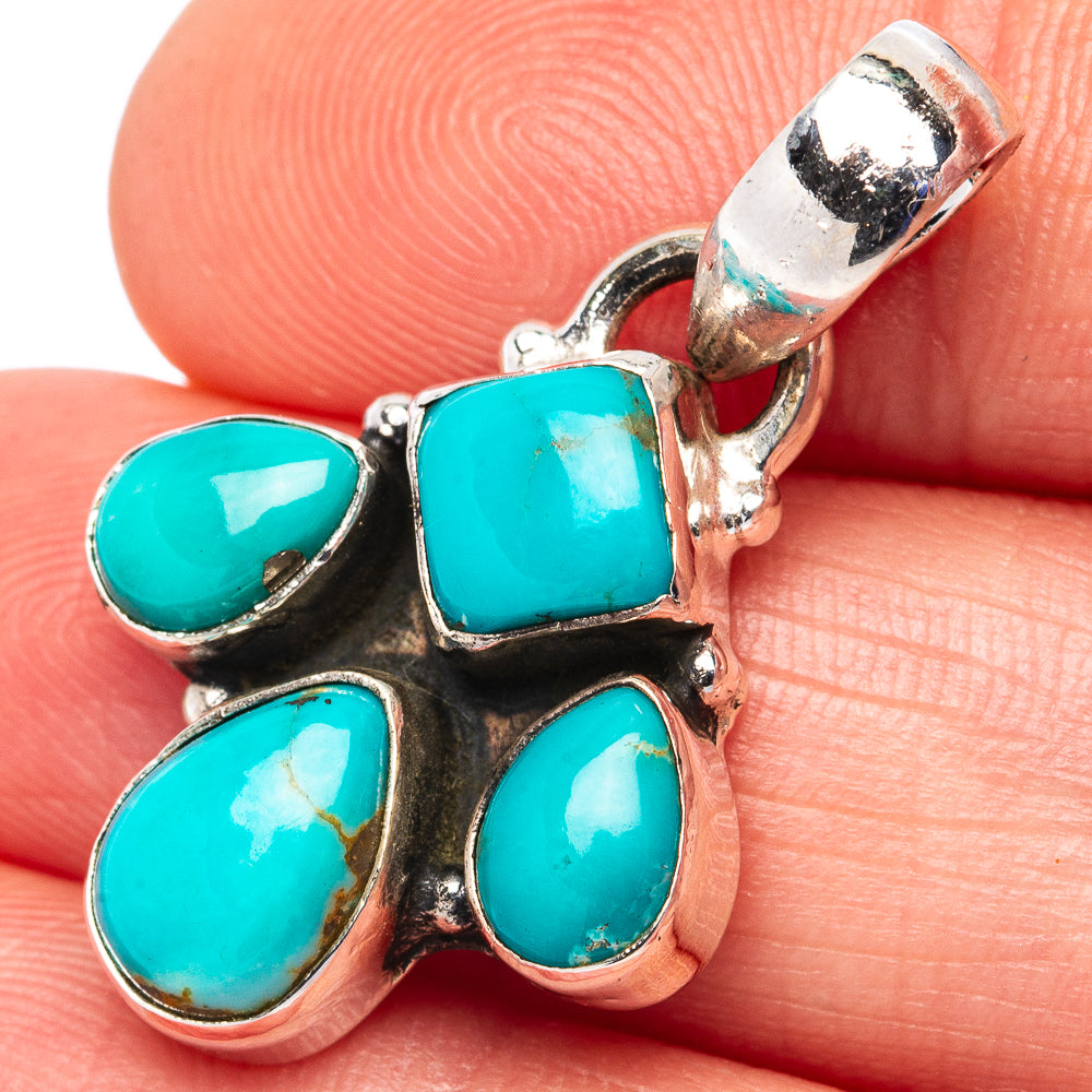 Rare Kingman Turquoise Pendant 1 1/4" (.925 Sterling Silver)