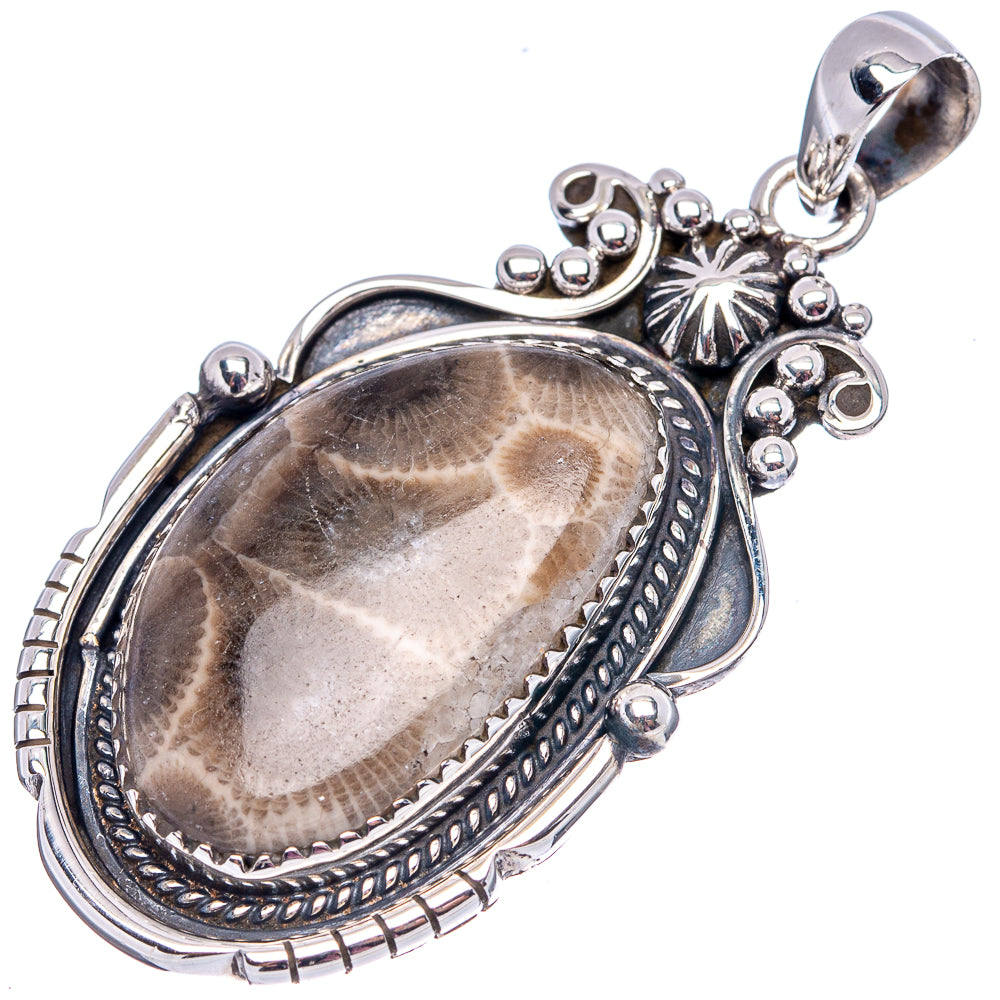 Premium Fossil Coral Pendant 2 1/8" (.925 Sterling Silver)