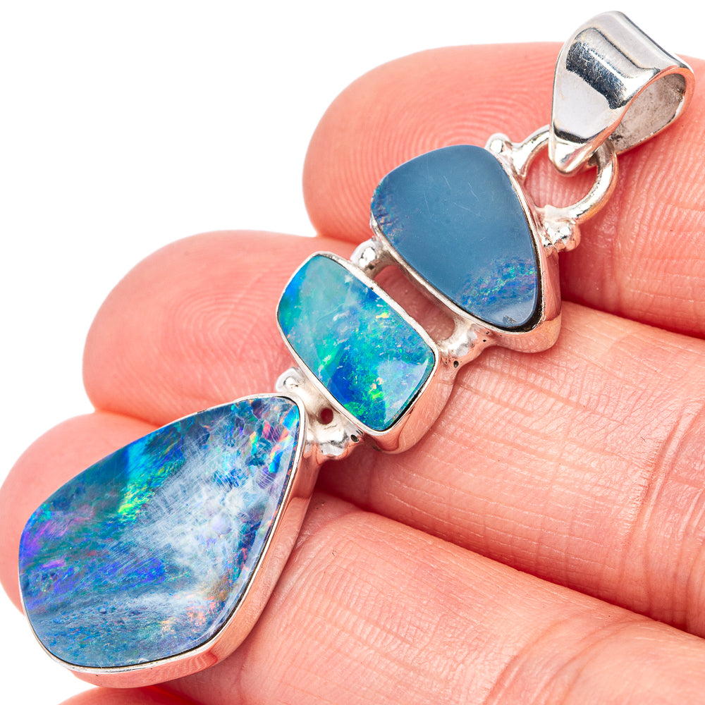 Rare Doublet Opal 925 Sterling Silver Pendant 1 7/8" (925 Sterling Silver) P42643