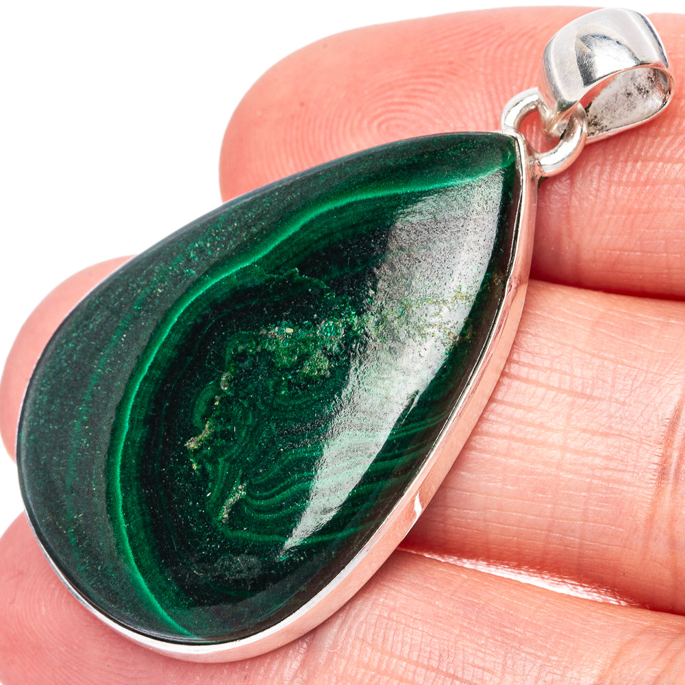 Malachite Pendant 1 3/4" (925 Sterling Silver) P42169