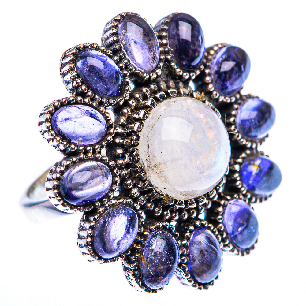 Large Rainbow Moonstone, Tanzanite Ring Size 6.25 (925 Sterling Silver) RING140209