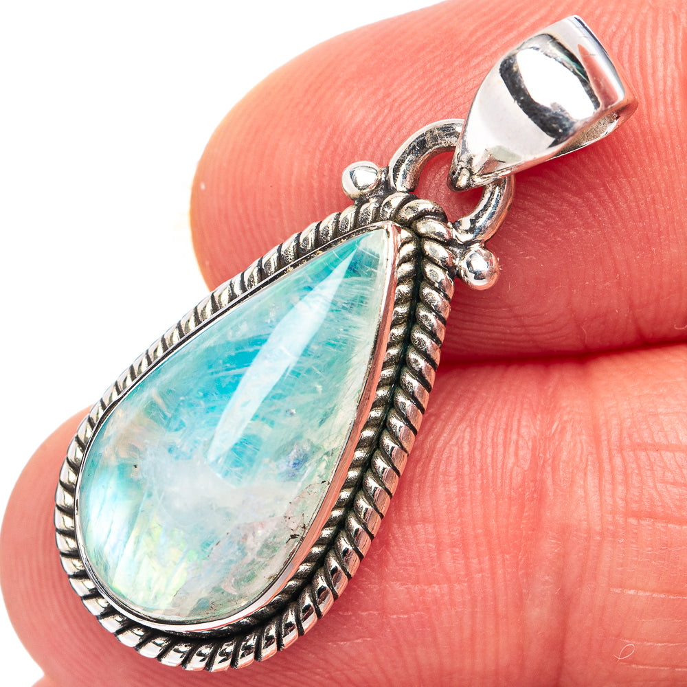 Green Moonstone Pendant 1 1/4" (.925 Sterling Silver)
