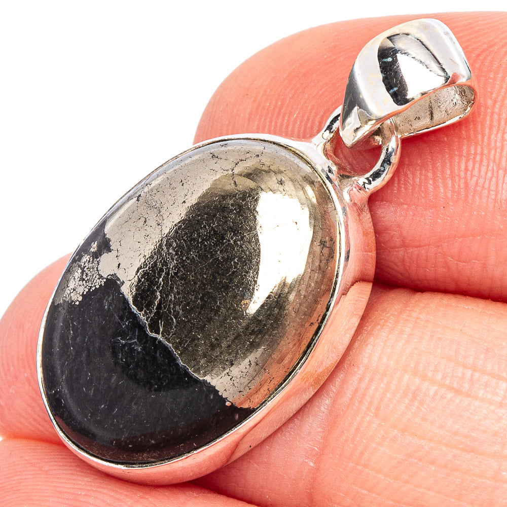 Pyrite in MagnetiteOnyx Pendant 1 1/8" (925 Sterling Silver) P44947