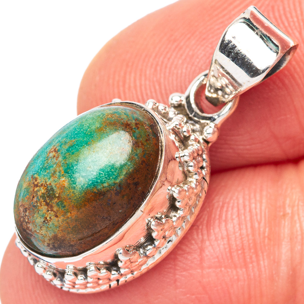 Kingman Turquoise Pendant 1 1/8" (925 Sterling Silver) P42814