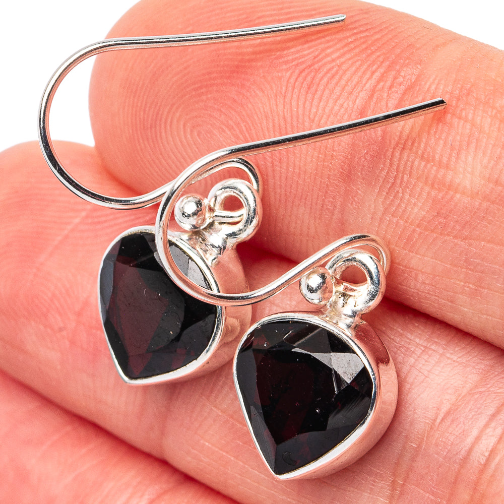 Garnet Earrings 1 1/8" (925 Sterling Silver) E3131
