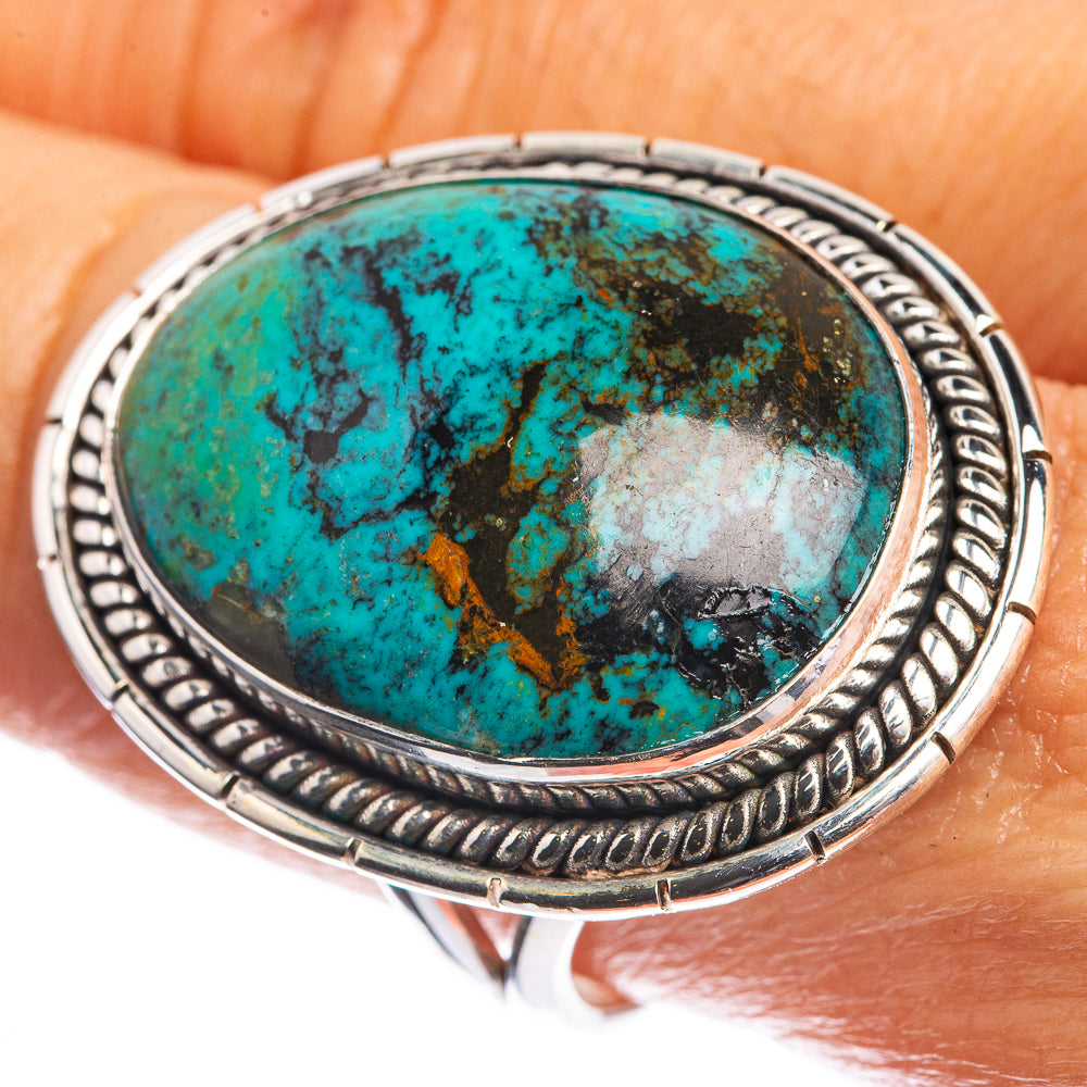 Large Tibetan Turquoise 925 Sterling Silver Ring Size 9.75