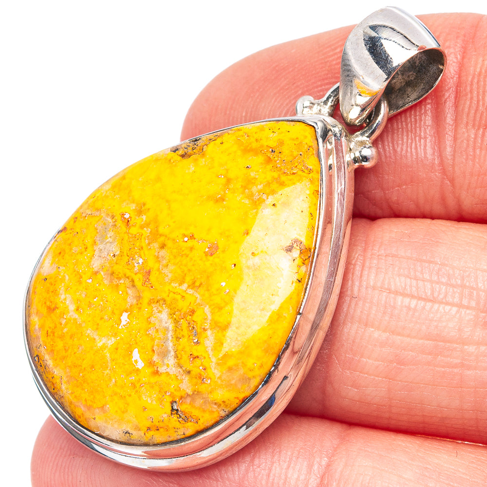 Bumblebee Jasper Pendant 1 5/8" (.925 Sterling Silver)