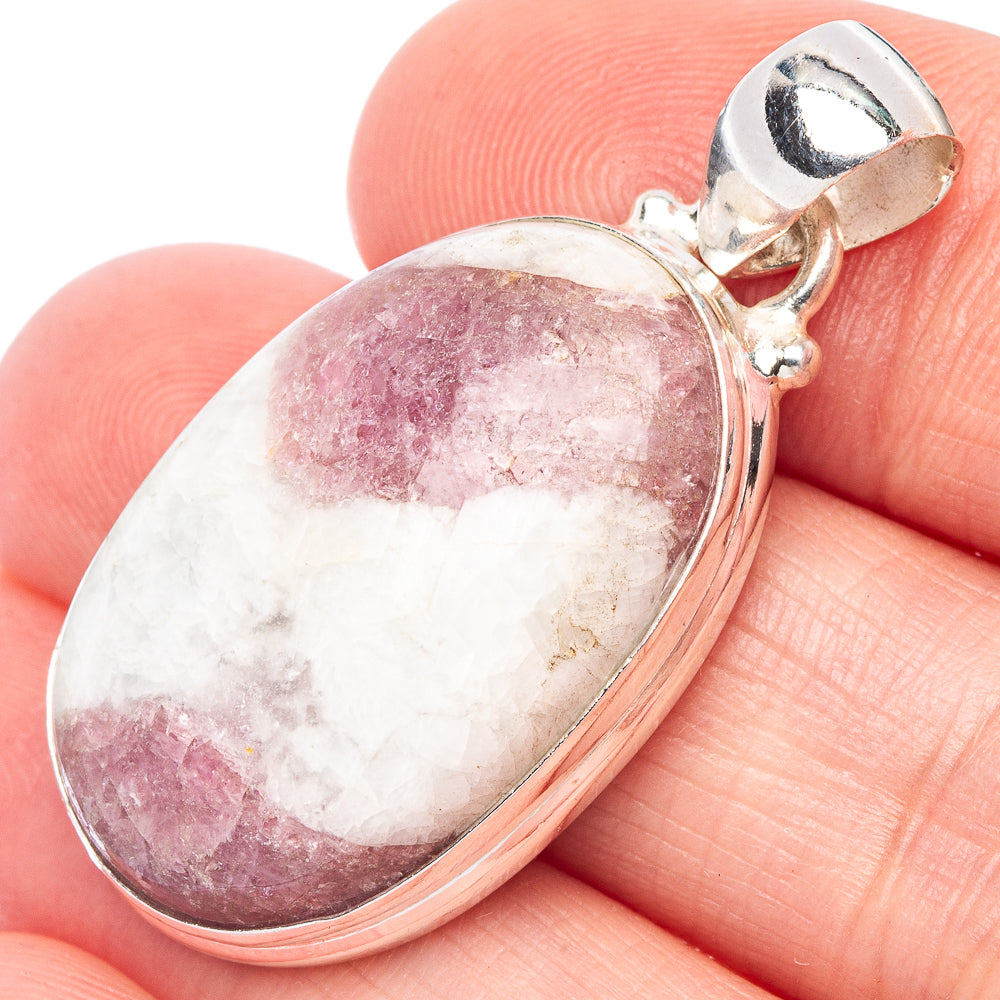 Pink Tourmaline In Quartz Pendant 1 1/2" (925 Sterling Silver) P44503