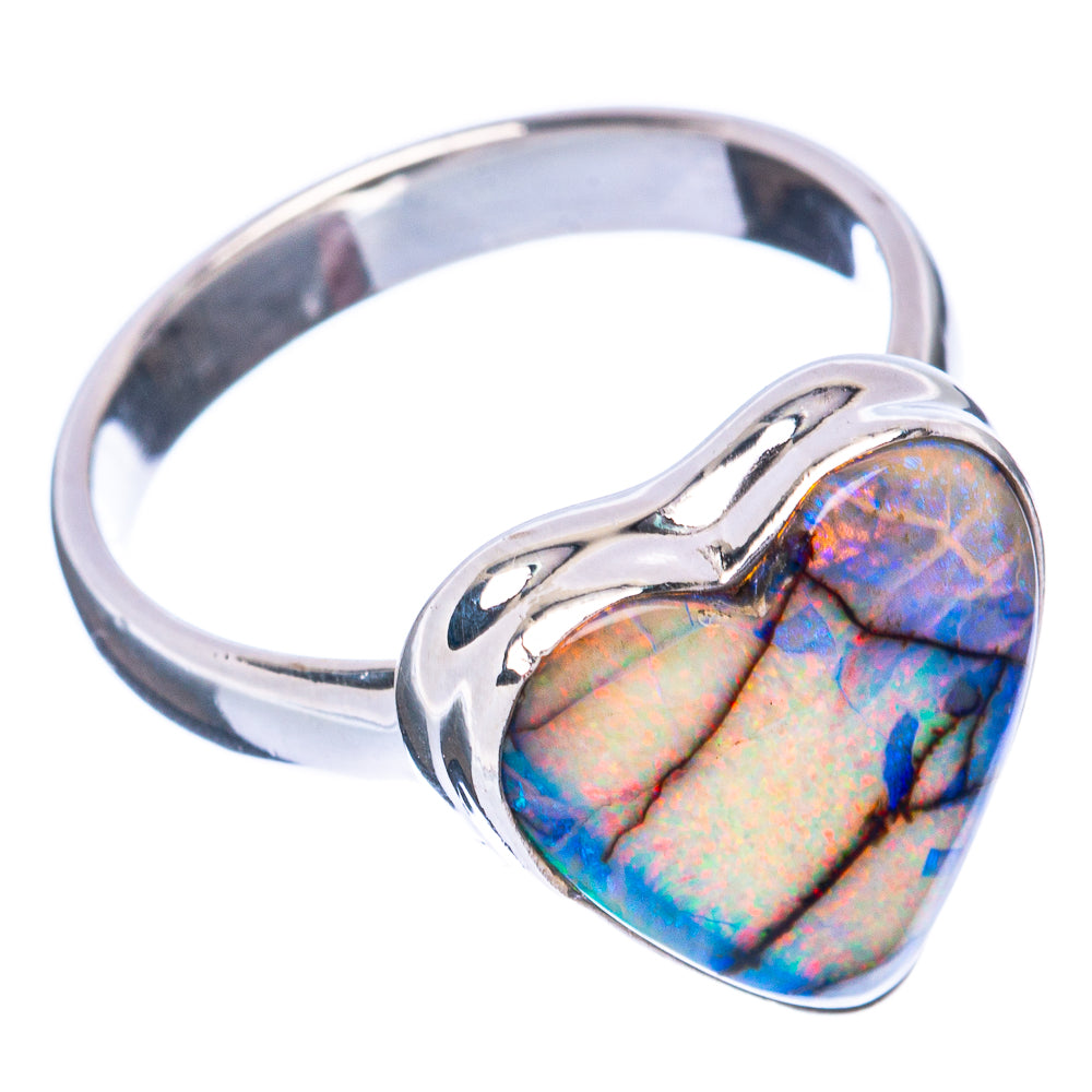 Rare Sterling Opal Heart Ring Size 7.25 (925 Sterling Silver) R2839