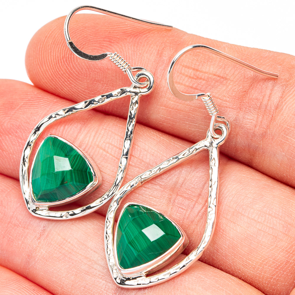 Premium Malachite Earrings 1 5/8" (925 Sterling Silver) E2521