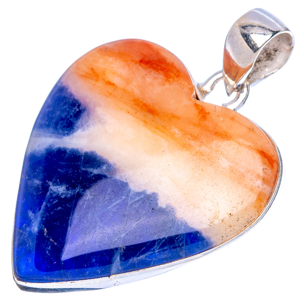 Sodalite Heart Pendant 1 1/2" (925 Sterling Silver) P43115