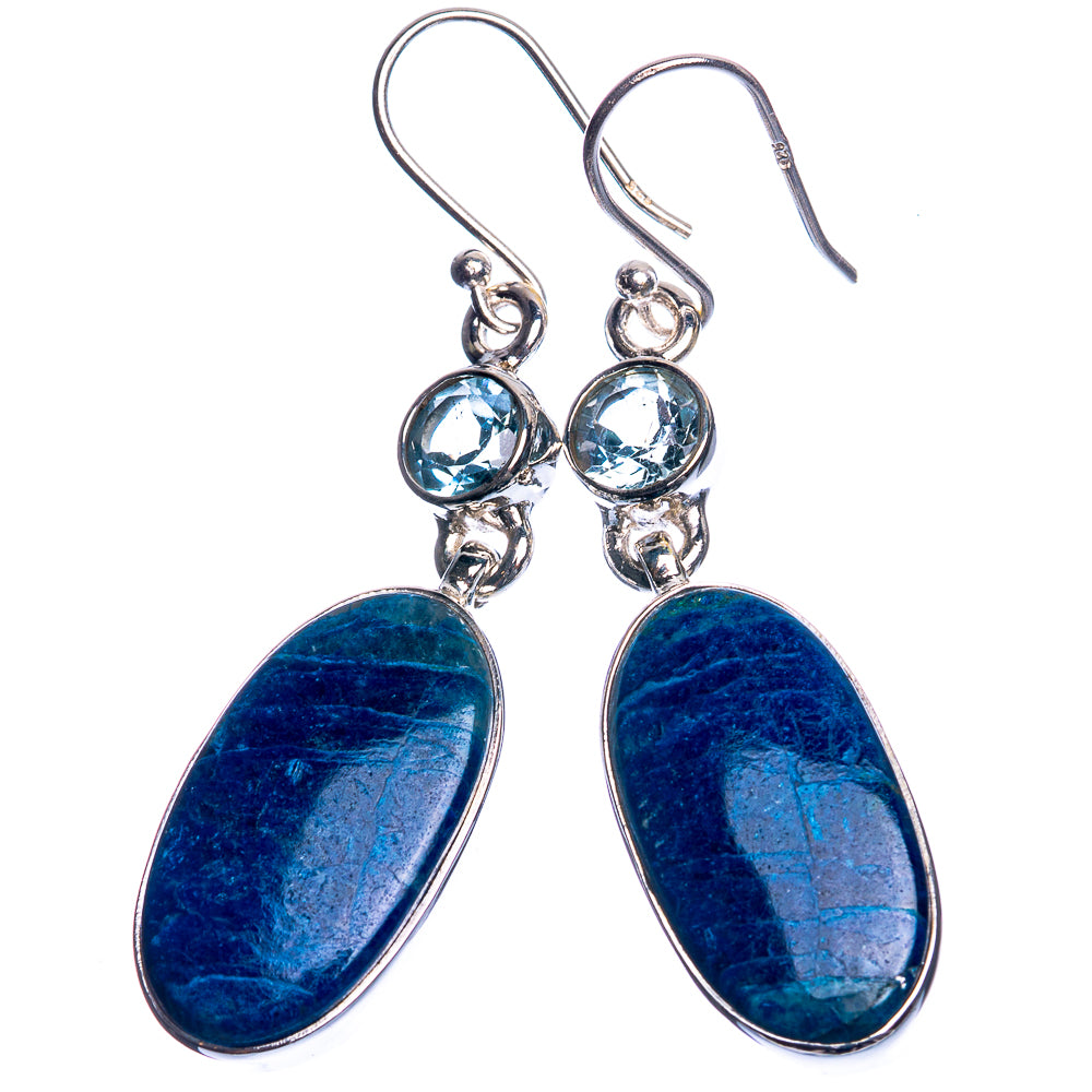 Apatite, Blue Topaz 925 Sterling Silver Earrings 2 1/8"