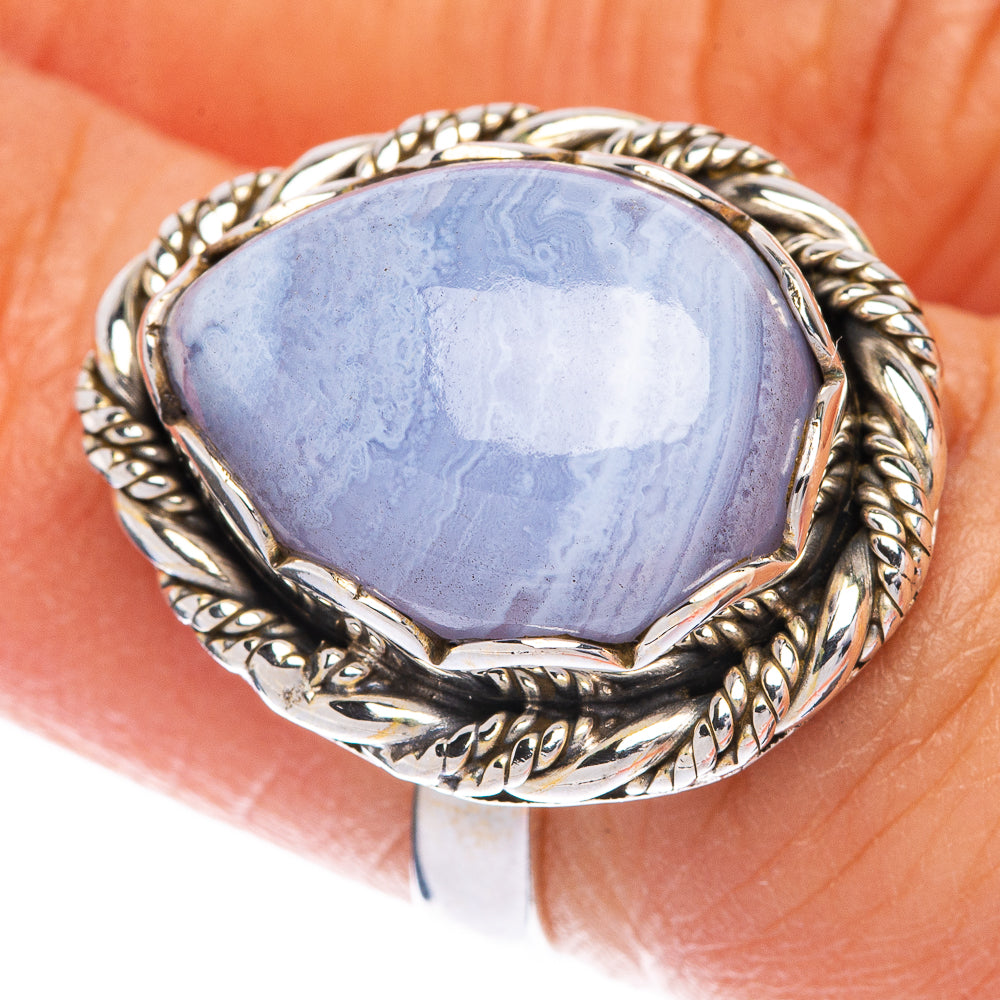 Blue Lace Agate Ring Size 6 (925 Sterling Silver) R144635