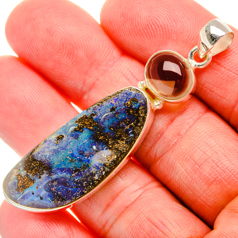 Boulder Opal, Citrine Pendant 2 3/8" (925 Sterling Silver) PD38053