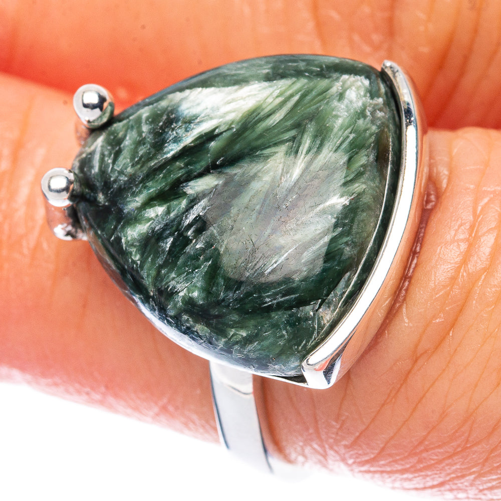 Premium Seraphinite 925 Sterling Silver Ring Size 6 (925 Sterling Silver) R2680