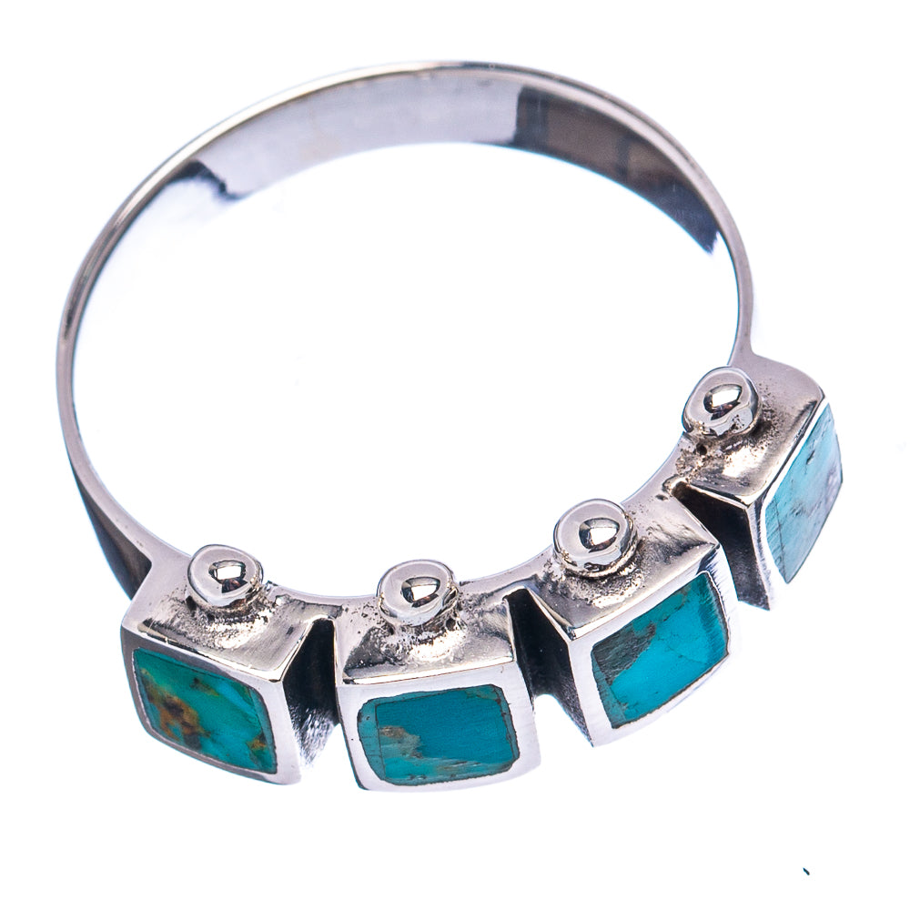 Native Style Mohave Turquoise Ring Size 7.75 (.925 Sterling Silver)