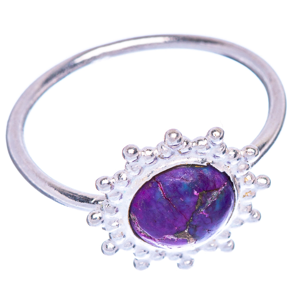 Purple Copper Composite Turquoise Dainty Ring Size 7.75 (925 Sterling Silver) R1026