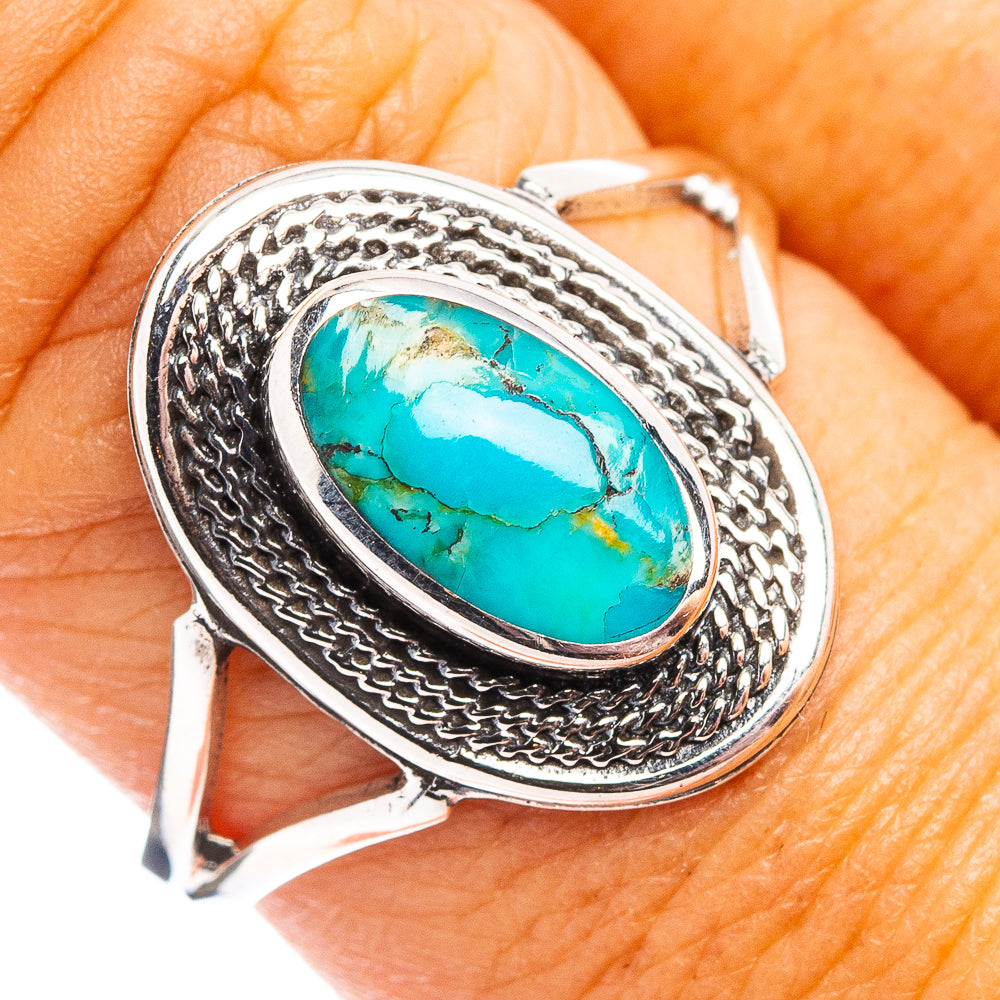 Native Style Mohave Turquoise Ring Size 8.25 (.925 Sterling Silver)