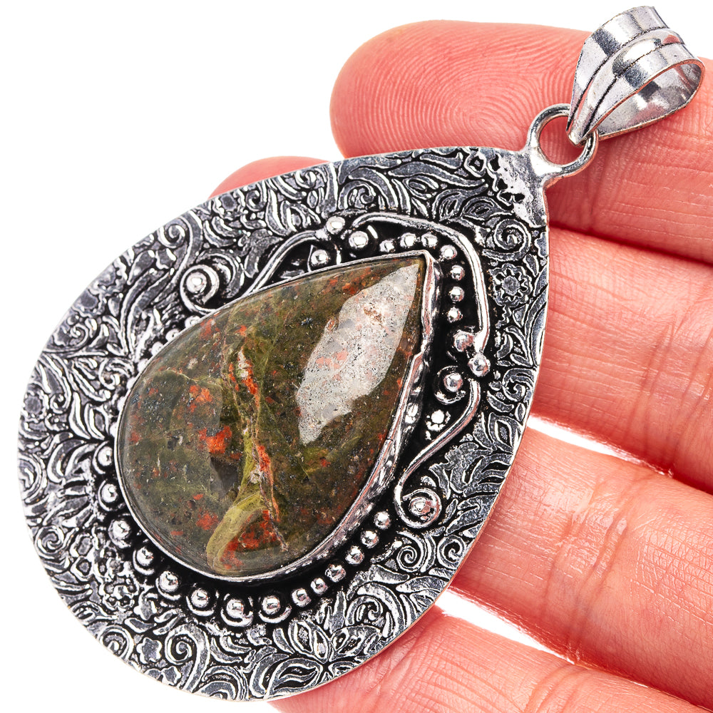 Unakite Pendant 2 5/8" (German Silver)