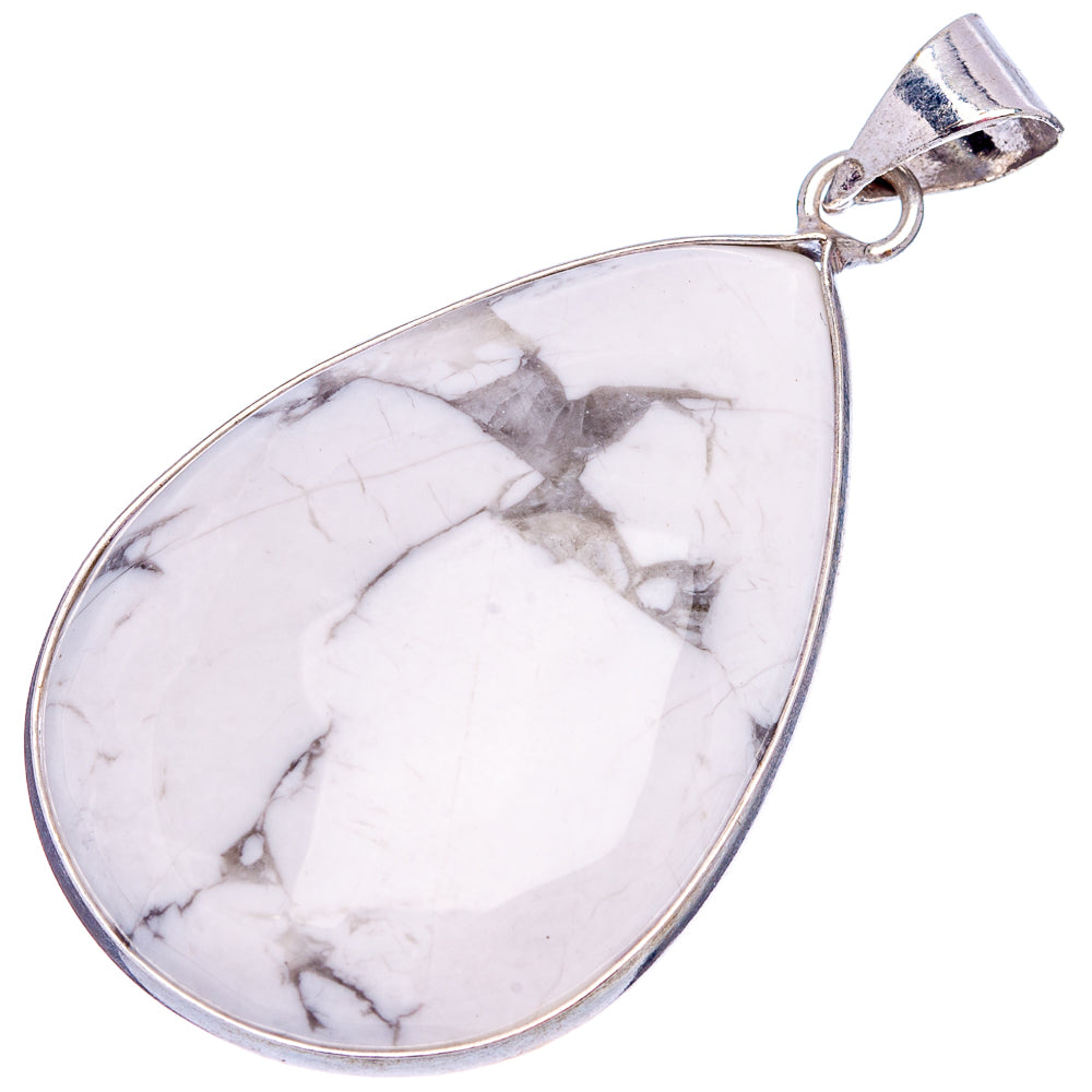 Howlite Pendant 2 1/8" (Silver Plated)