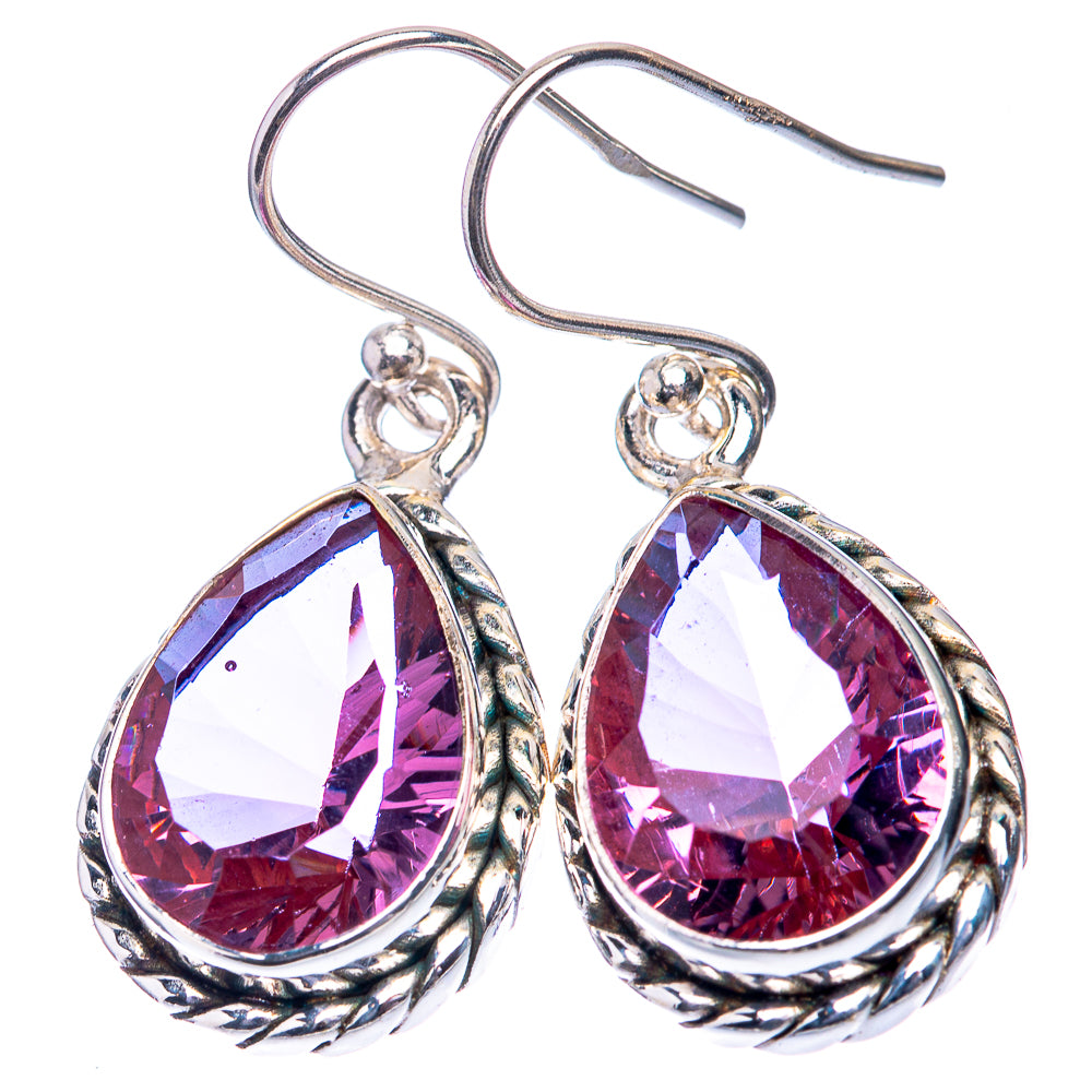 Faceted Color Change Alexandrite (Lab.) Earrings 1 3/8" (925 Sterling Silver) E432555