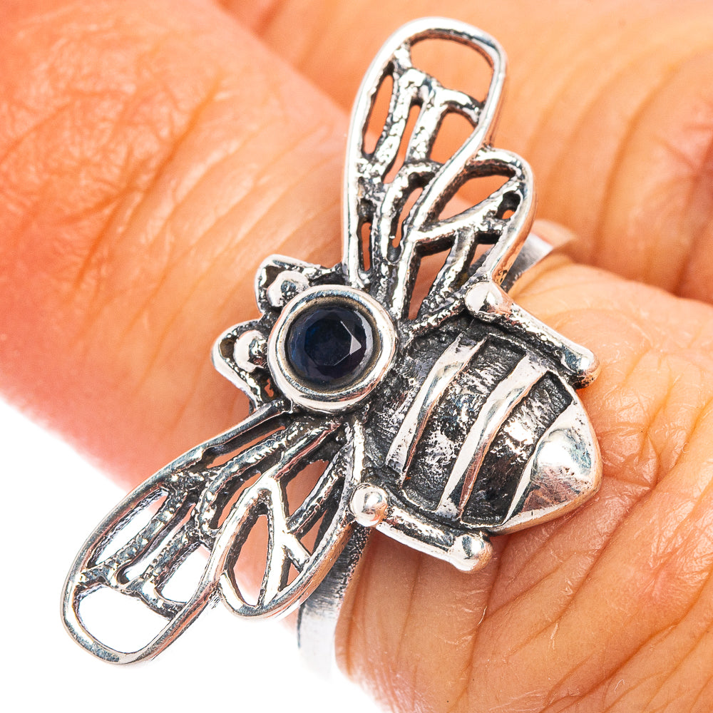 Blue Quartz Bee Dainty Ring Size 6 (.925 Sterling Silver)