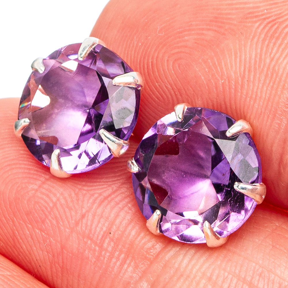 Amethyst Earrings 3/8" (925 Sterling Silver) E3014